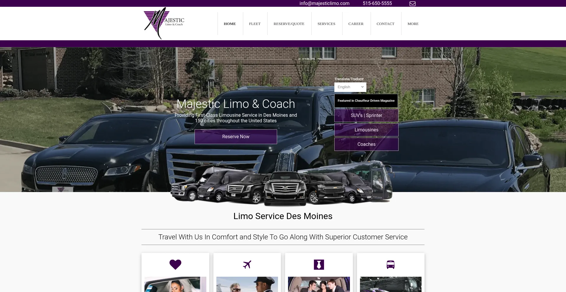 Website screenshot of Majesticlimo.com
