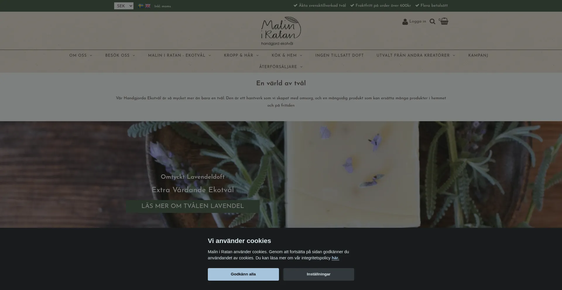 Website screenshot of Maliniratan.se