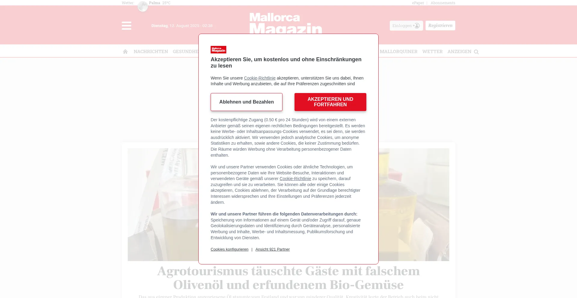 Website screenshot of Mallorcamagazin.com