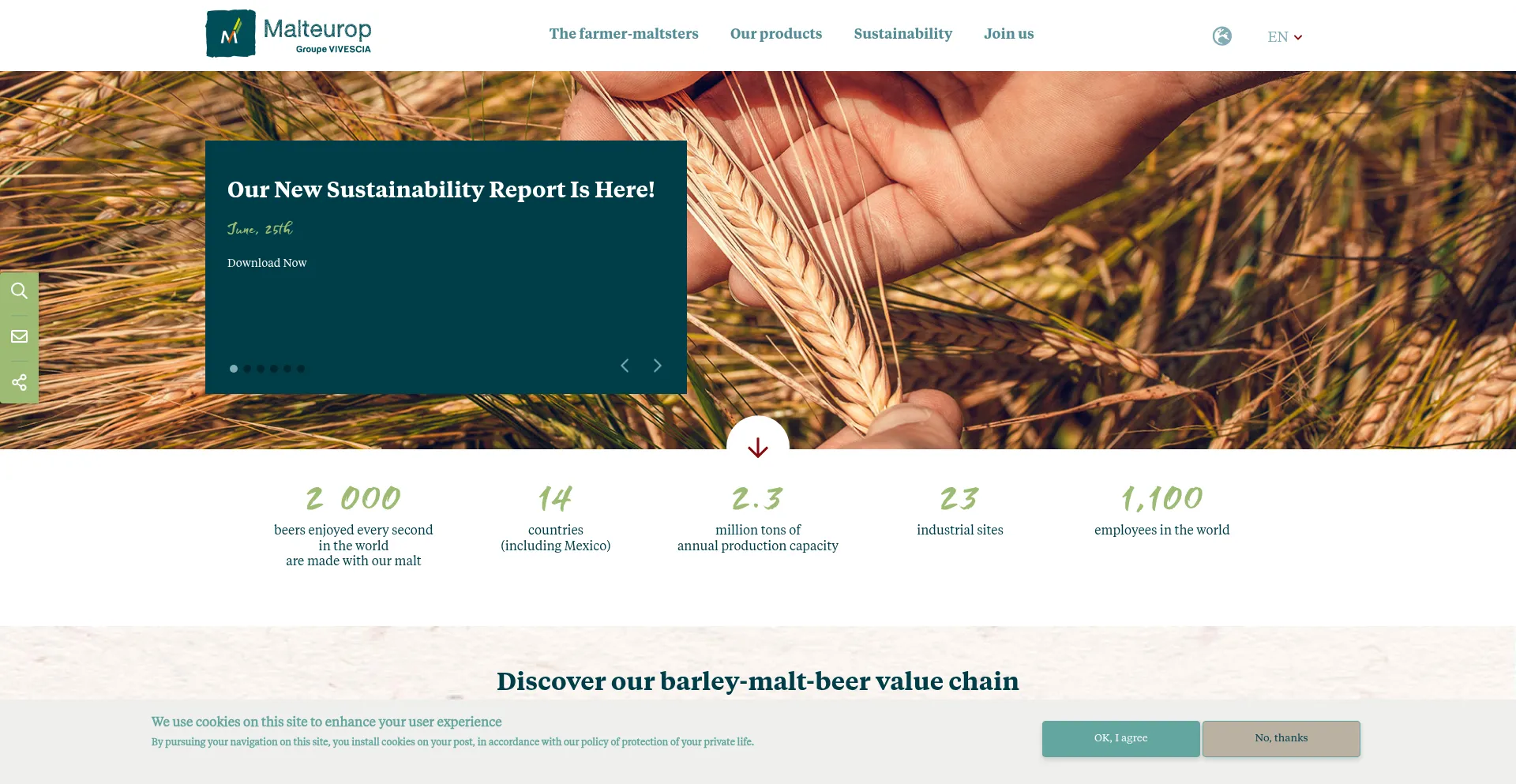 Website screenshot of Malteurop.com