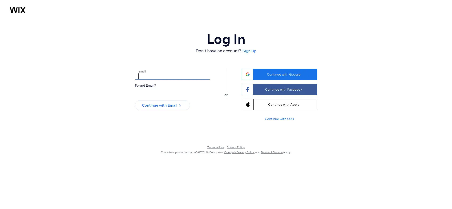 Website screenshot of Manage.wix.com