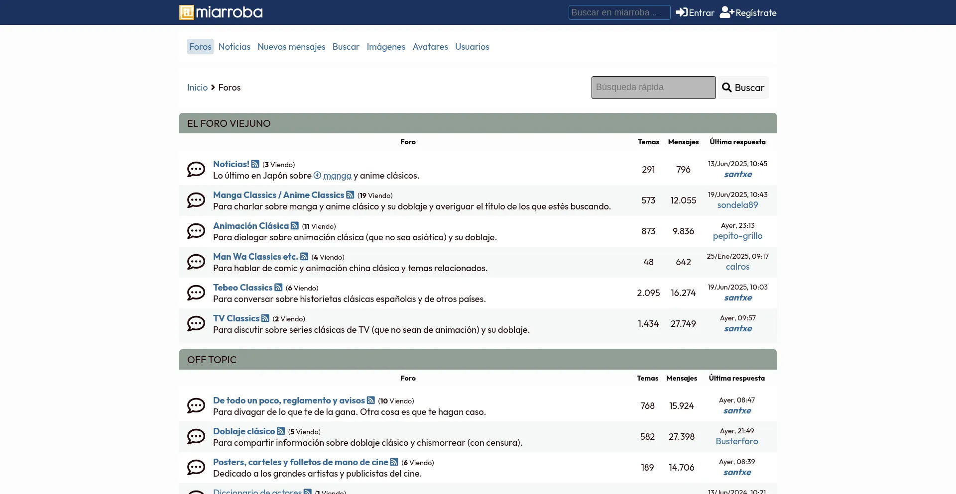 Website screenshot of Mangaclassics.mforos.com
