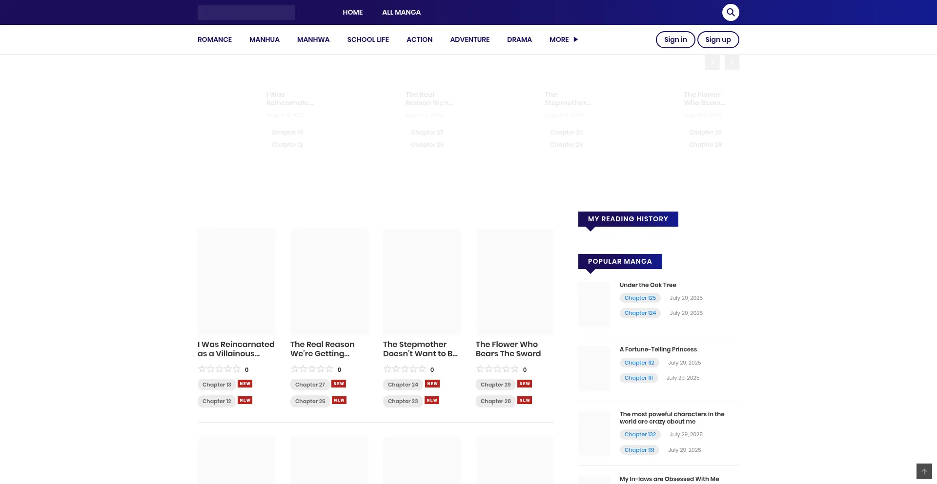 Website screenshot of Mangafury.com