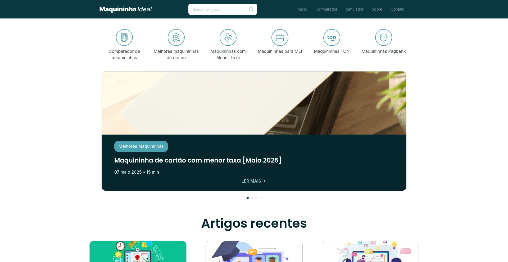 Website screenshot of Maquininha.com.br