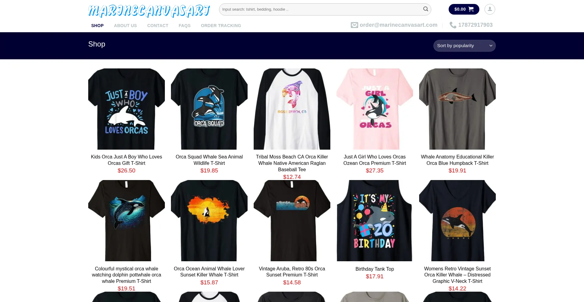 Website screenshot of Marinecanvasart.com