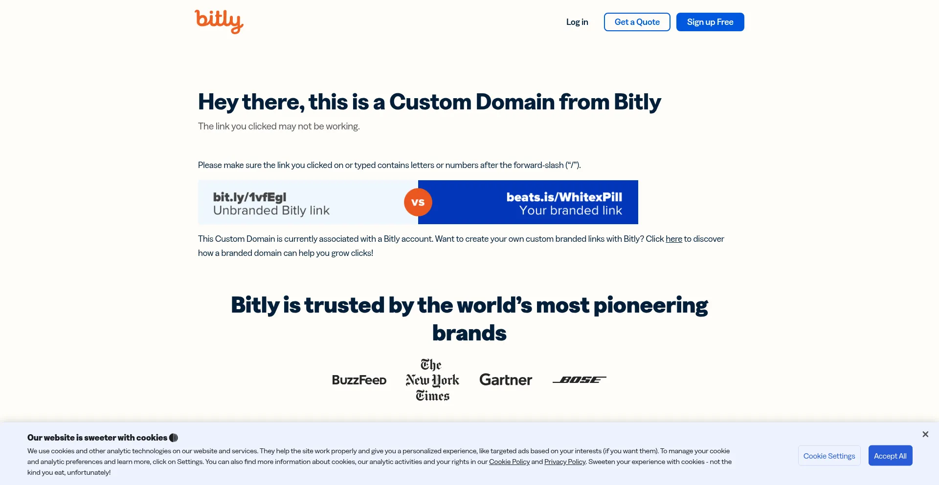 Website screenshot of Marketbeat.link