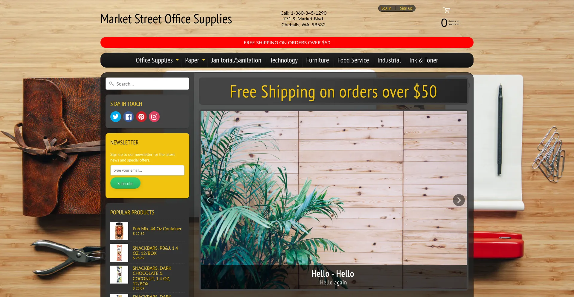 Website screenshot of Marketstreetofficesupplies.com
