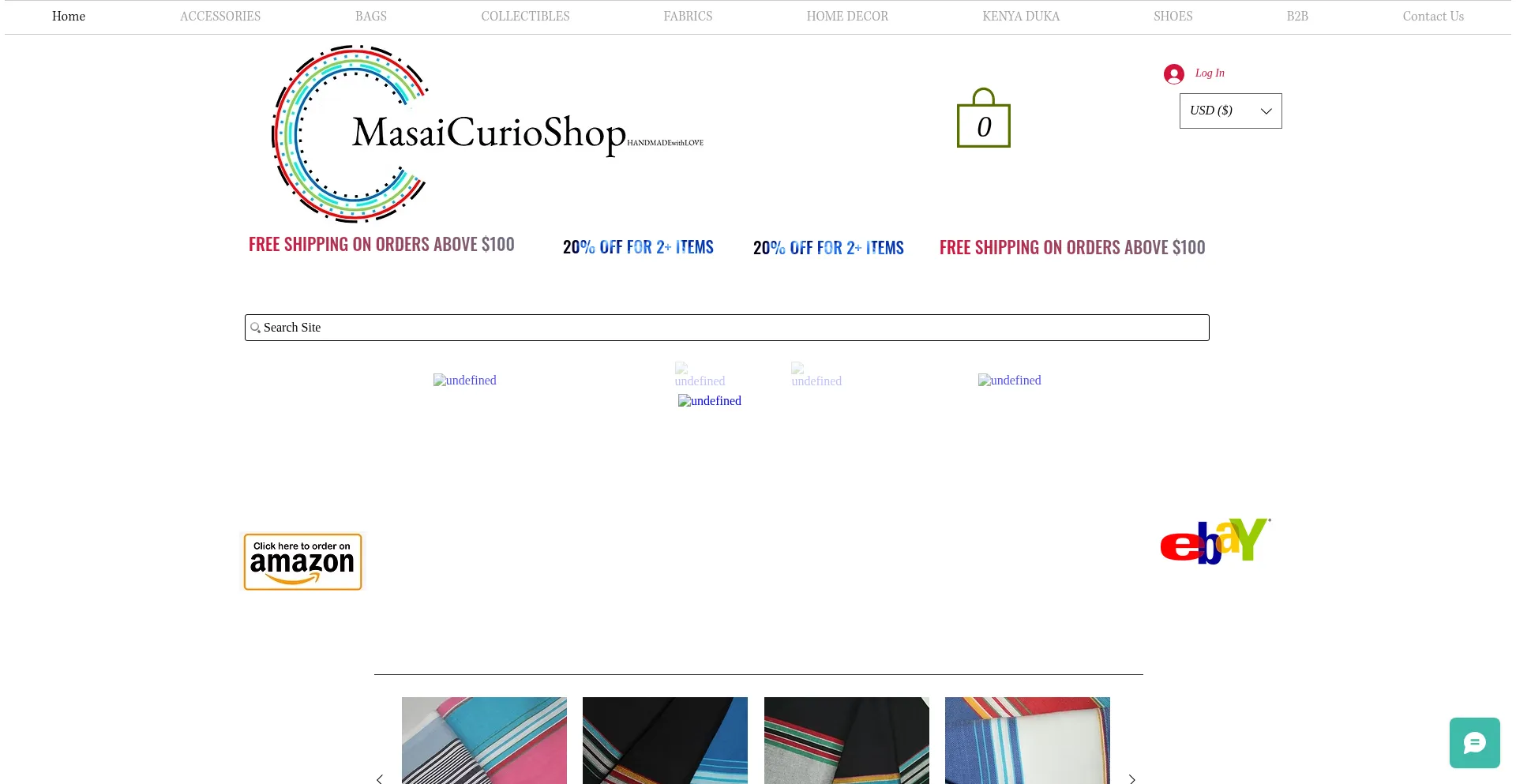 Website screenshot of Masaicurioshop.com