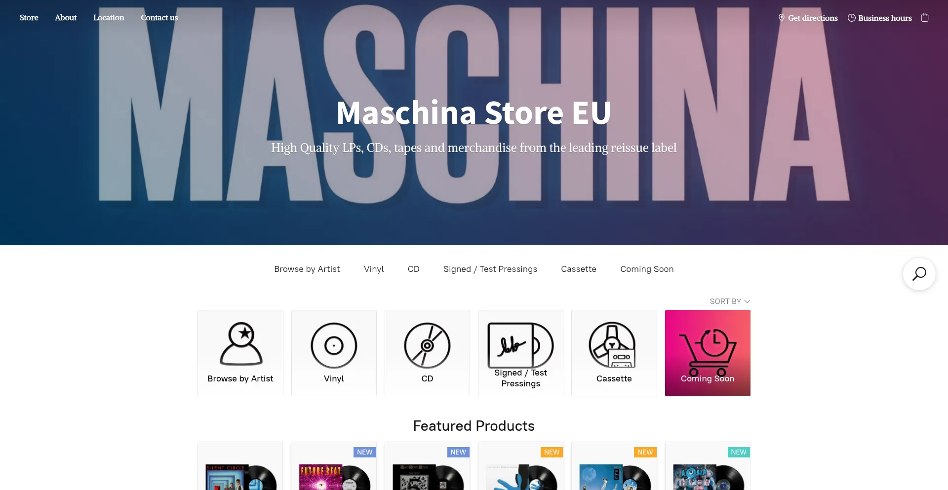 Website screenshot of Maschinarecordseu.com