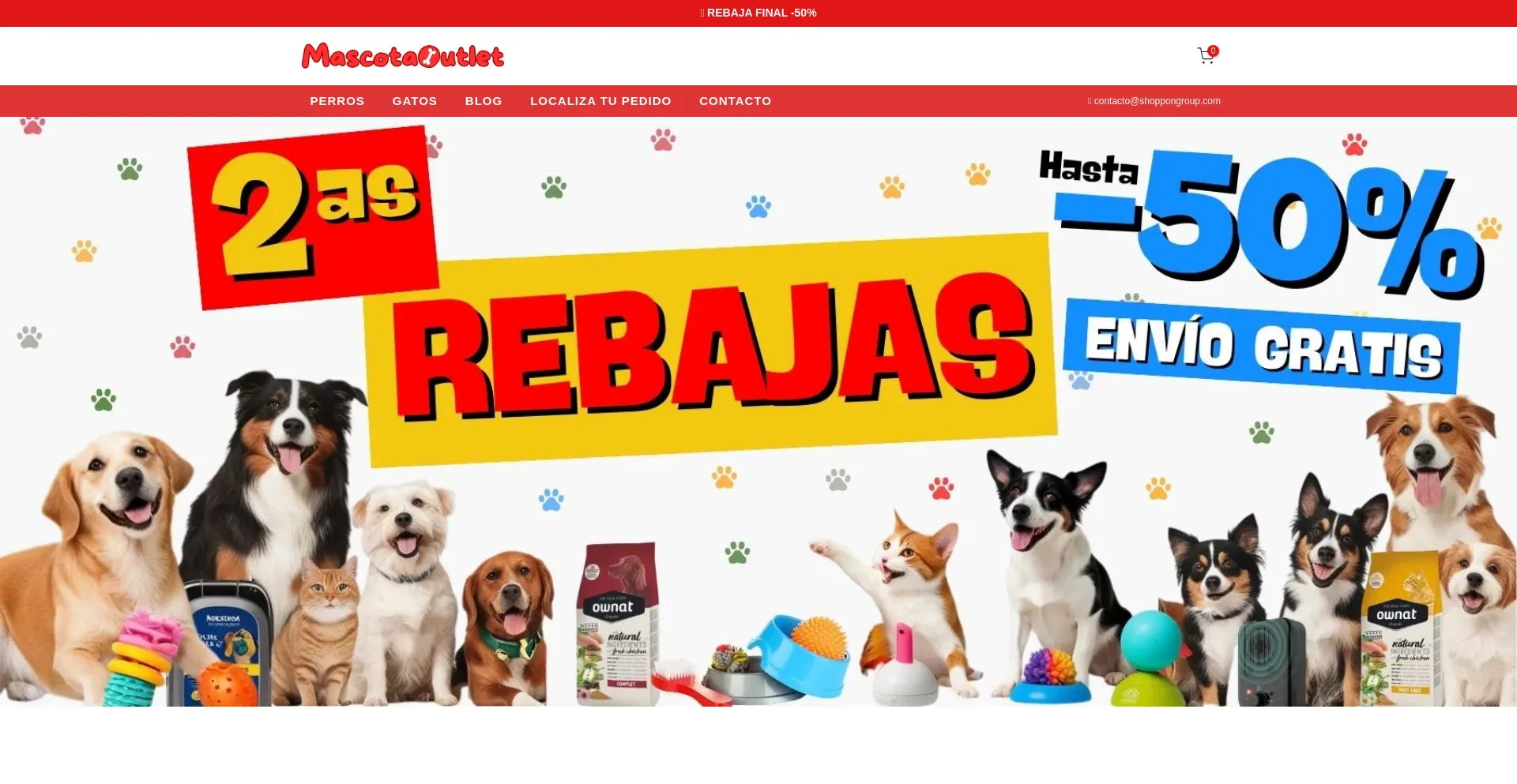 Website screenshot of Mascotaoutlet.com