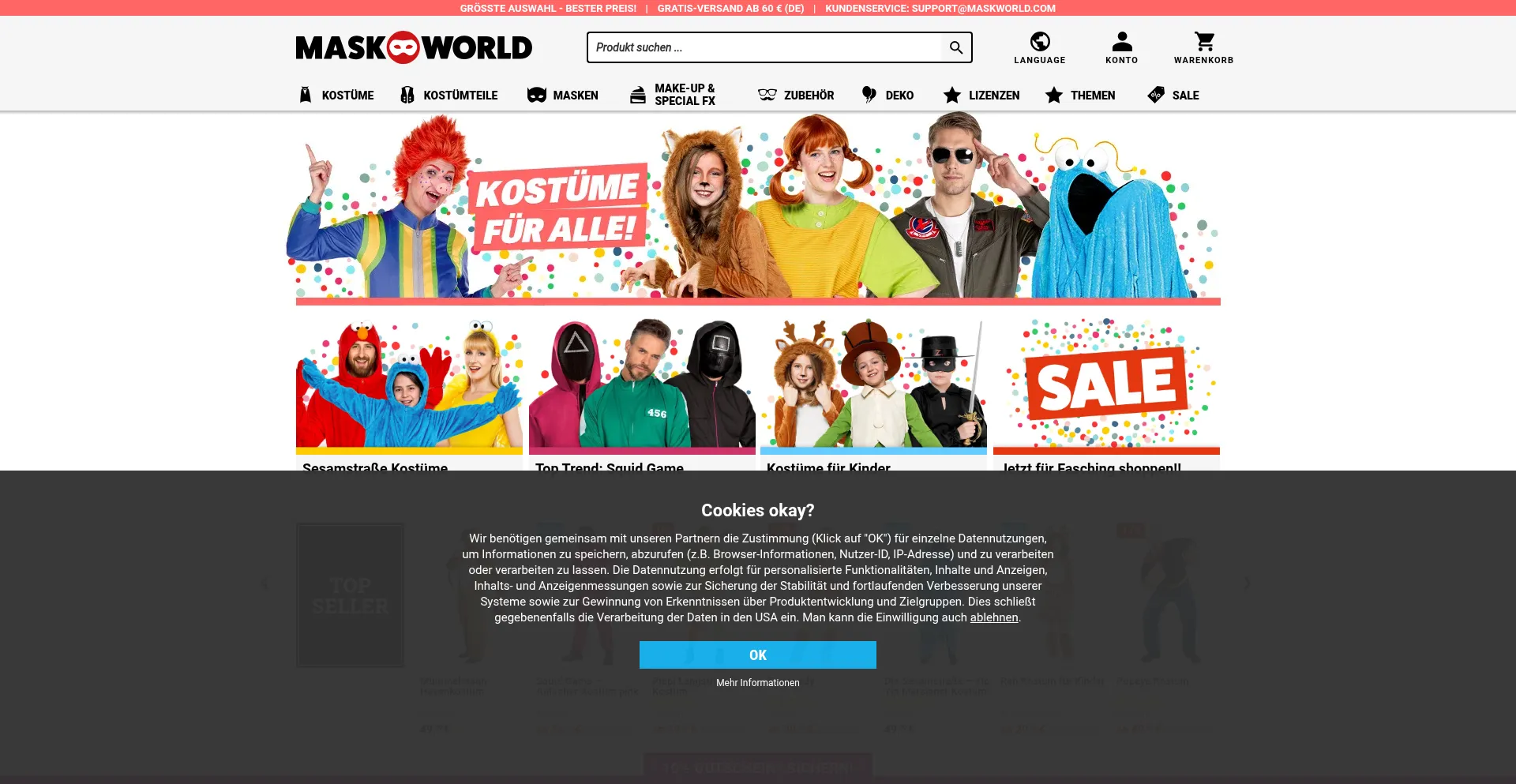 Website screenshot of Maskworld.com