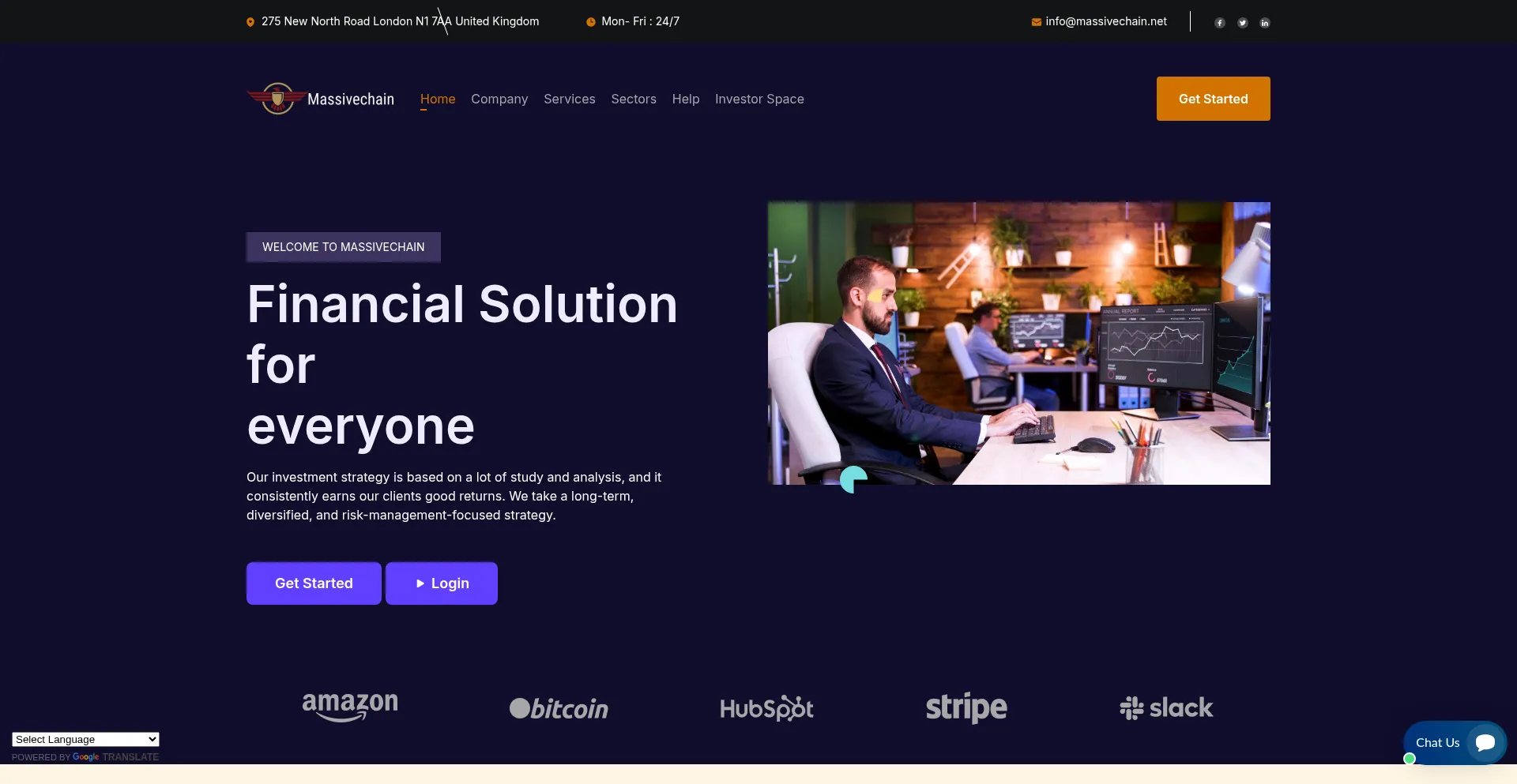 Website screenshot of Massivechain.net