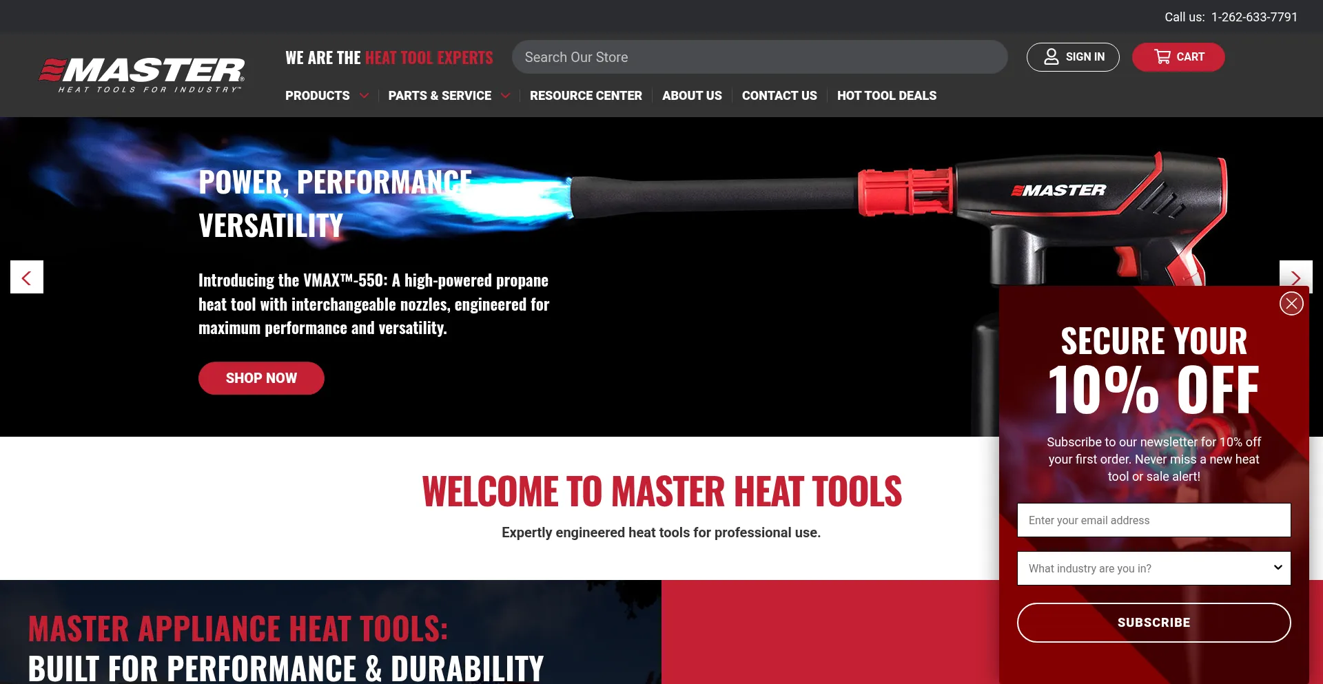 Website screenshot of Masterappliance.com
