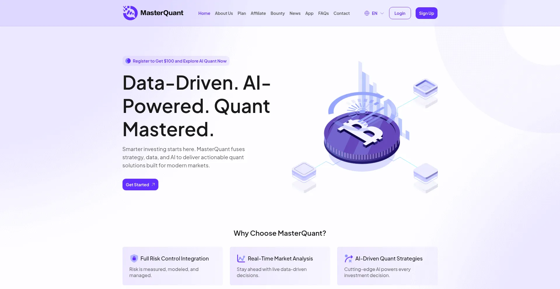Website screenshot of Masterquant.com