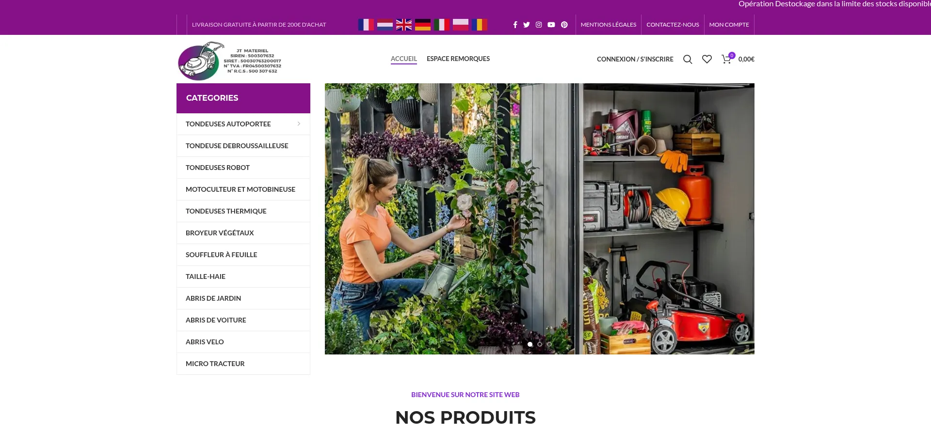 Website screenshot of Materiel-jardin.com