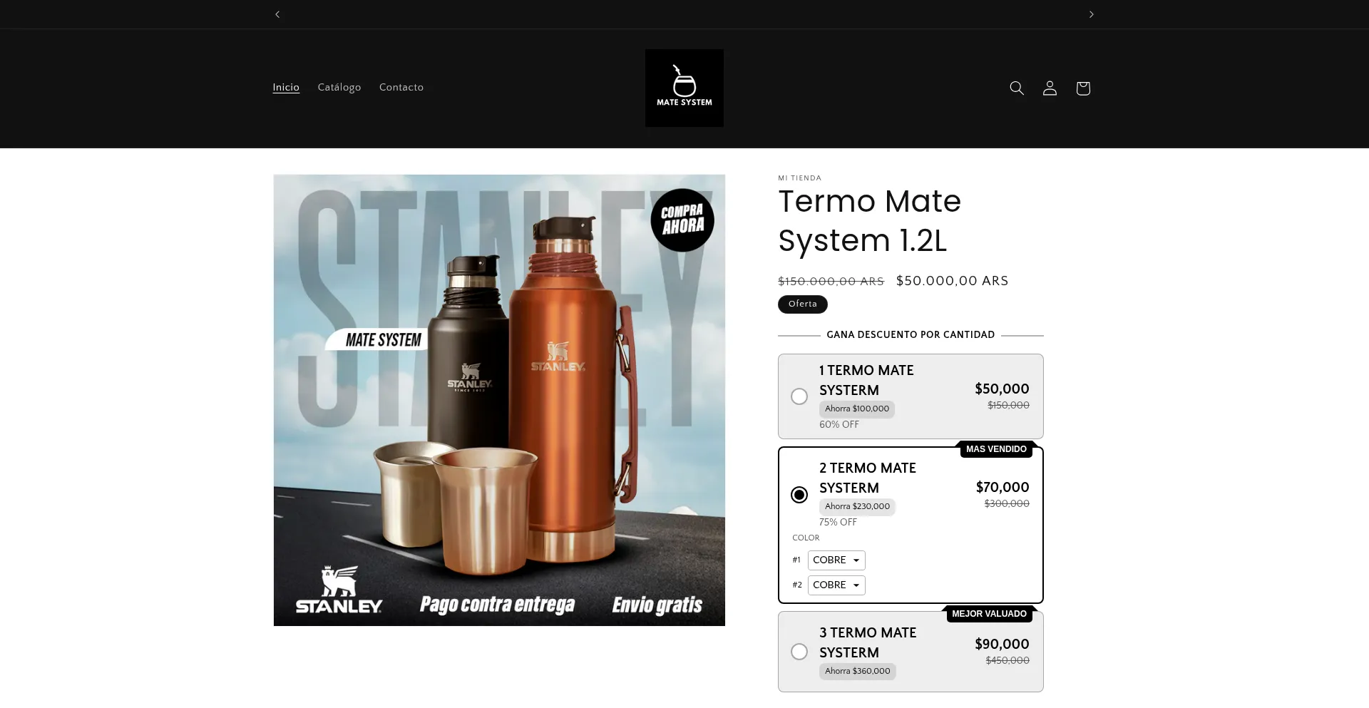 Website screenshot of Matesystem.myshopify.com