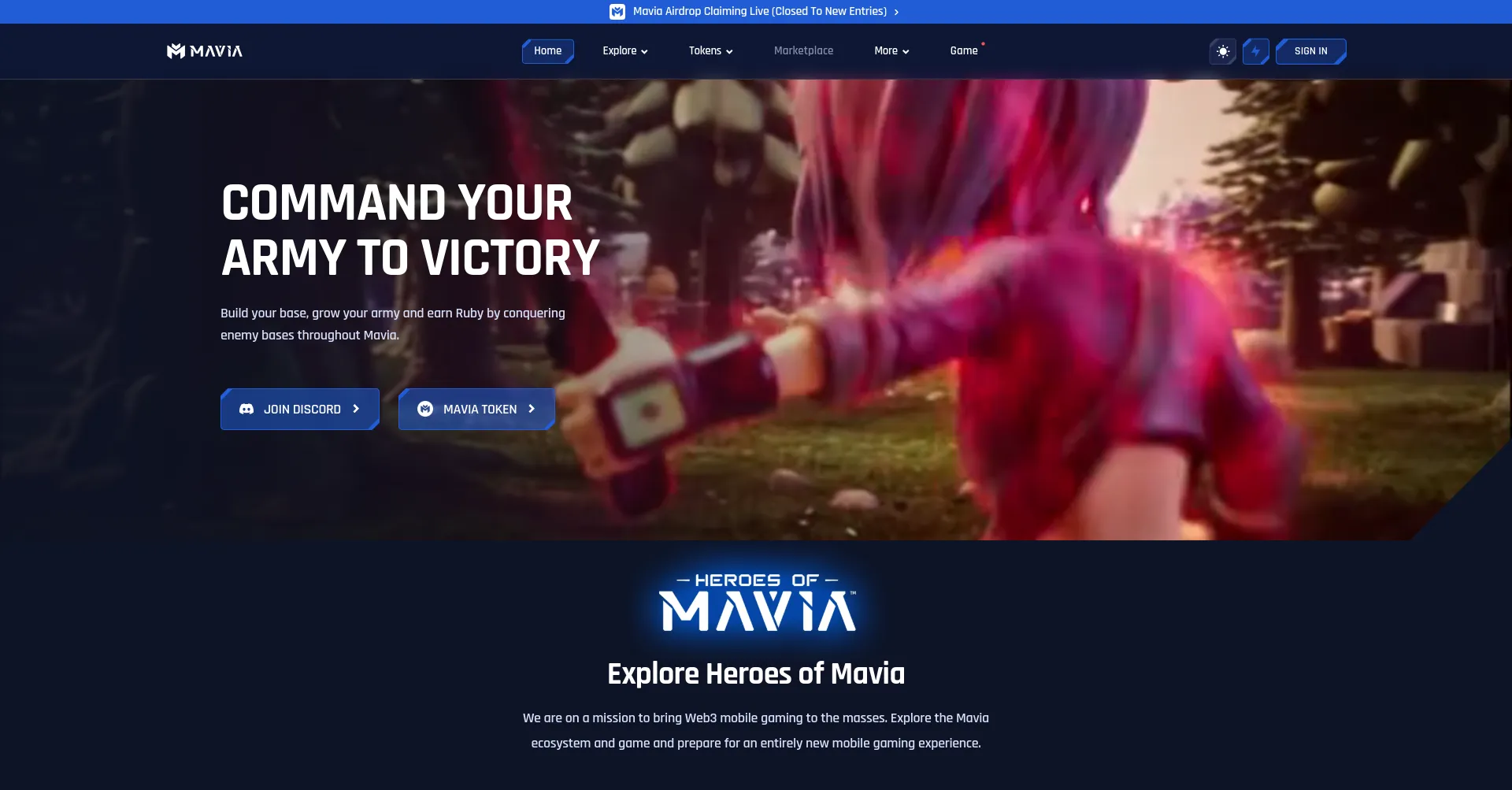 Website screenshot of Mavia.com