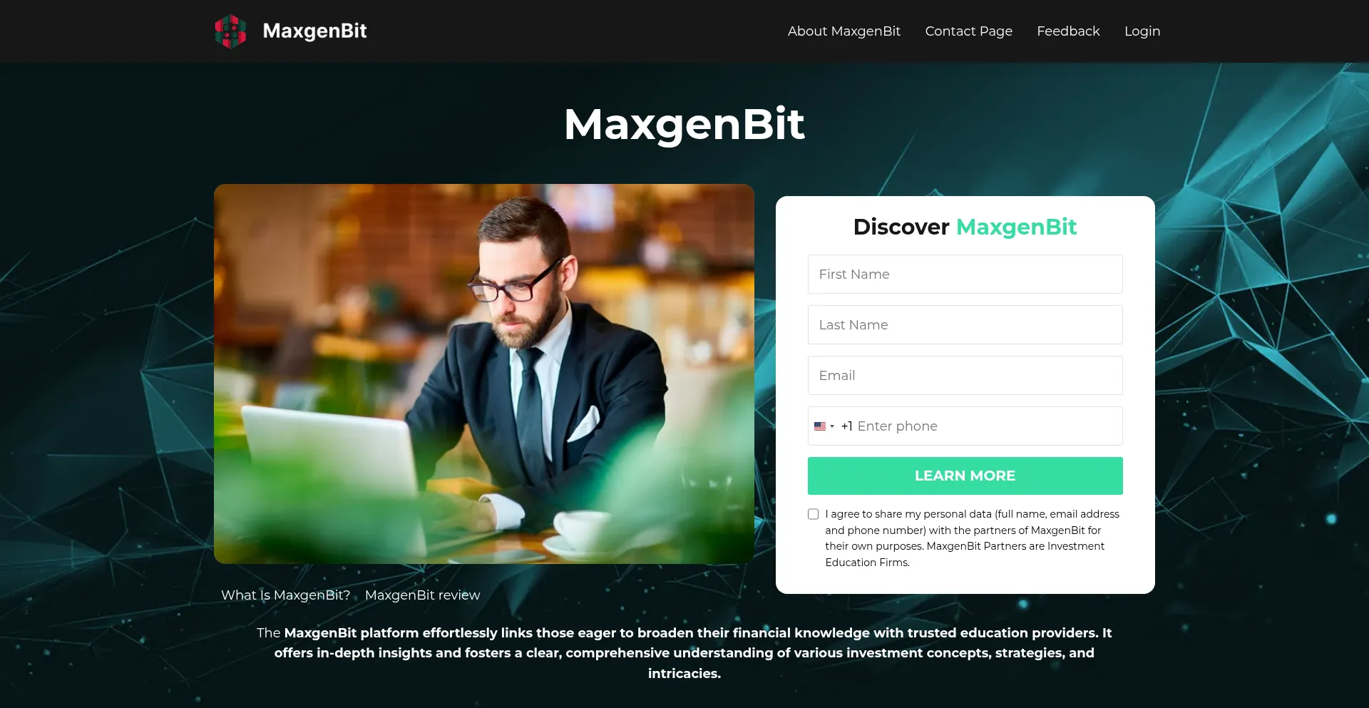 Website screenshot of Maxgenbit.com