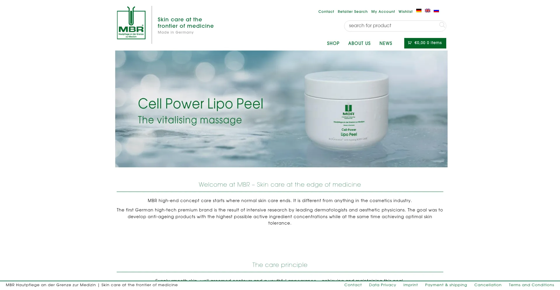 Website screenshot of Mbr-cosmetics.com