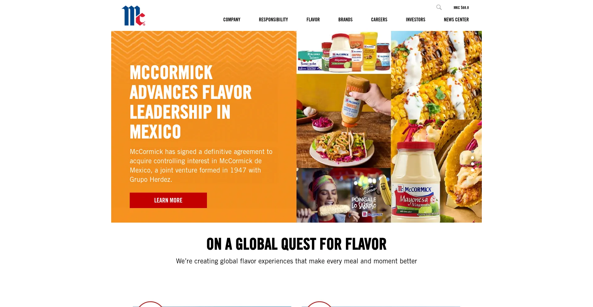 Website screenshot of Mccormickcorporation.com