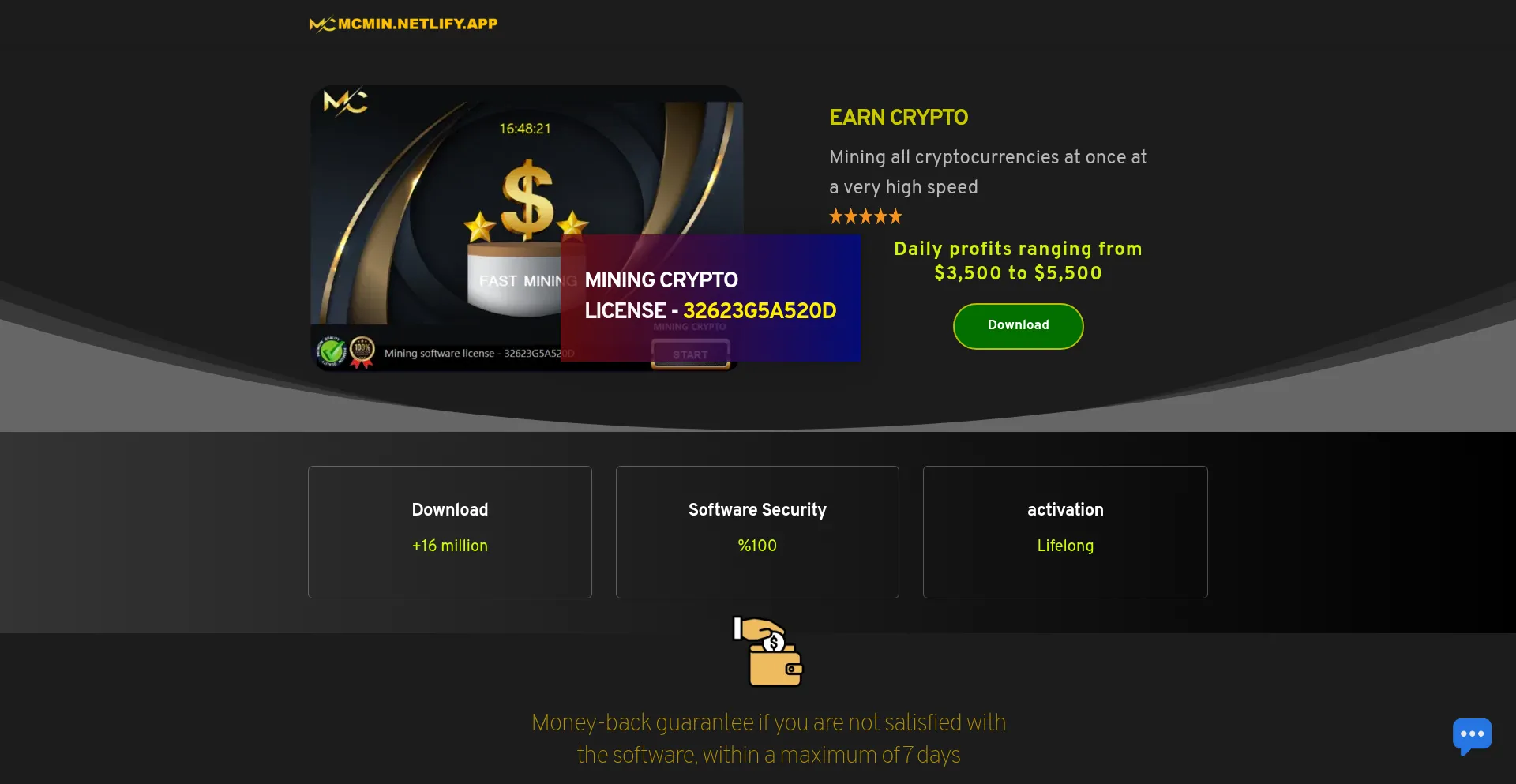 Website screenshot of Mcmin.netlify.app