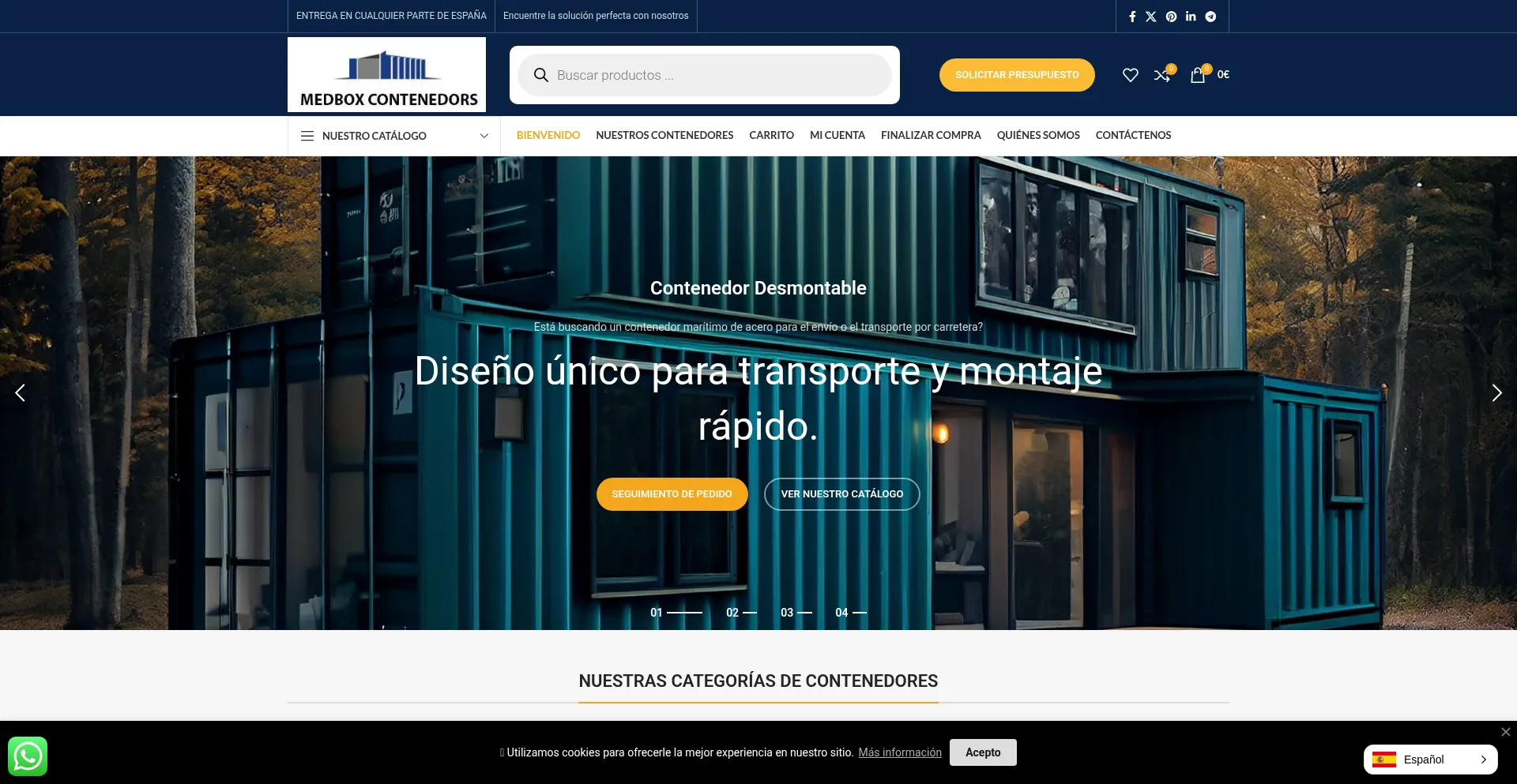 Website screenshot of Medbox-containers.com