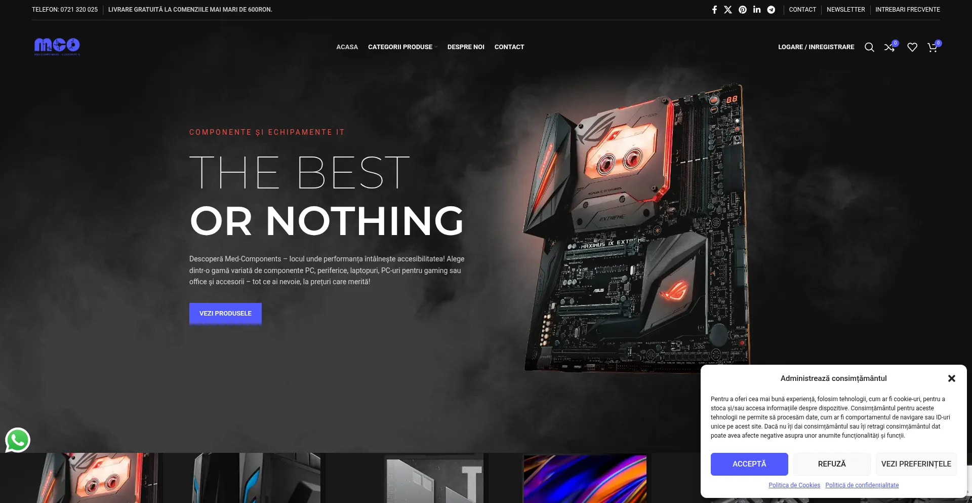 Website screenshot of Medcomponents.com