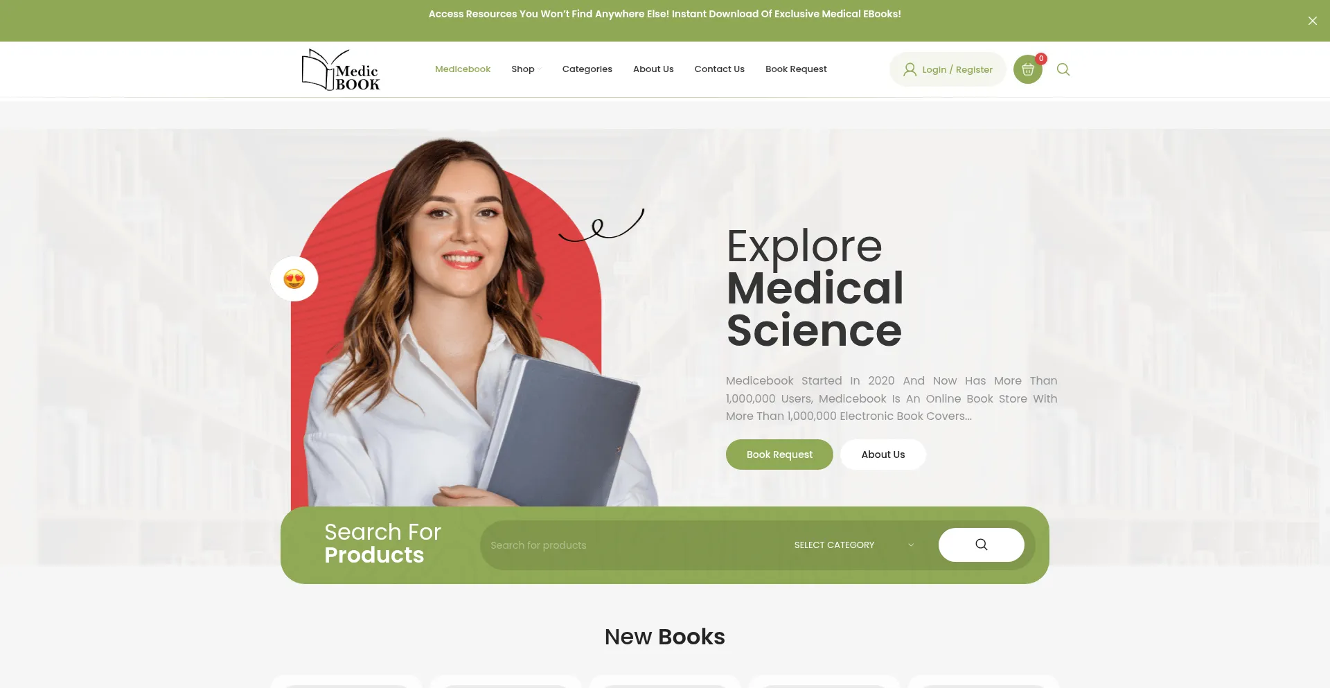 Website screenshot of Medicebook.com