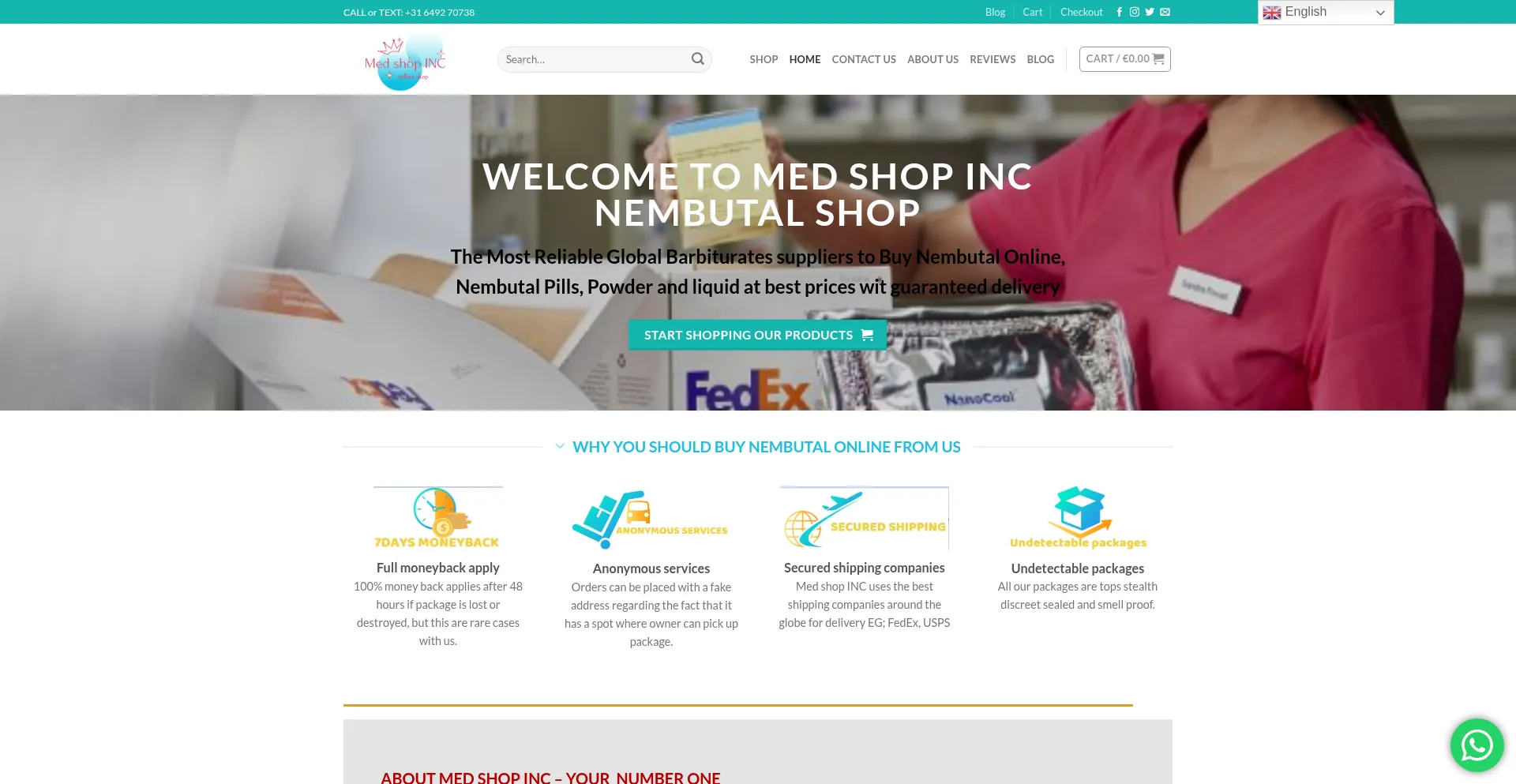 Website screenshot of Medshopinc.co