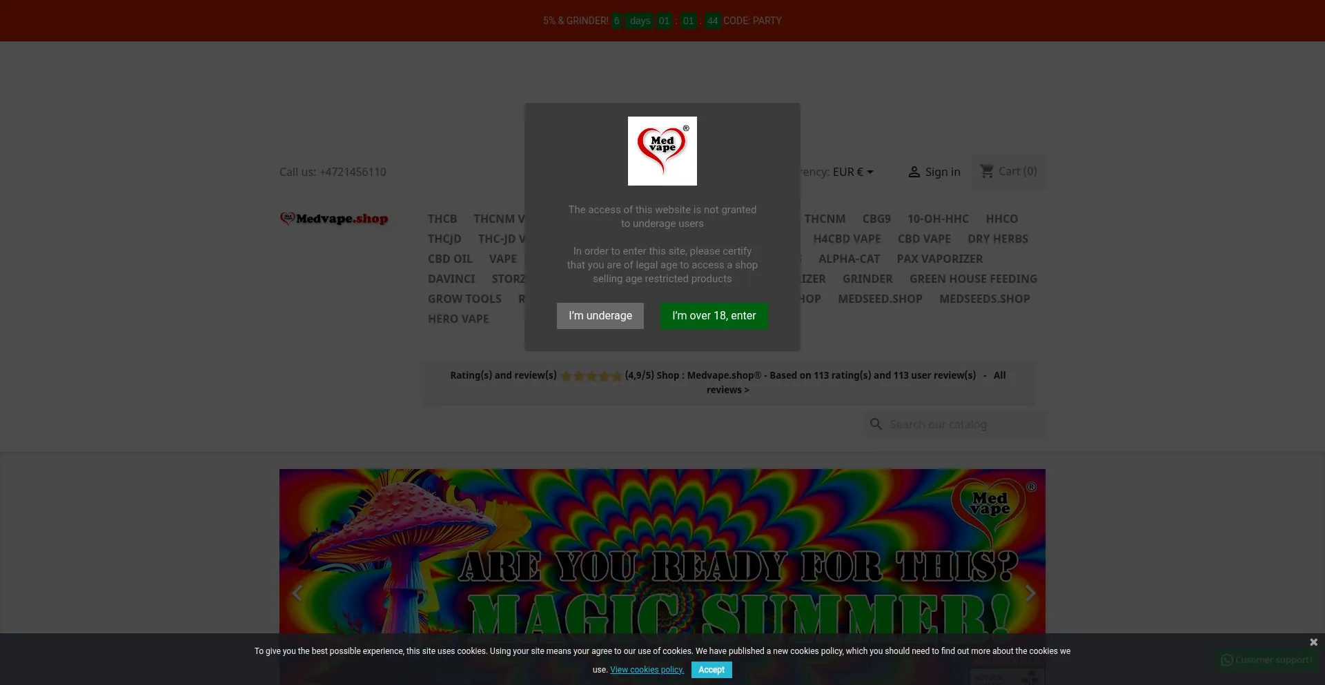 Website screenshot of Medvape.shop