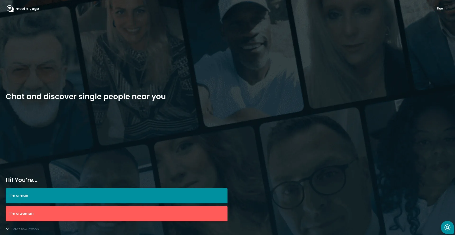 Website screenshot of Meetmyage.com