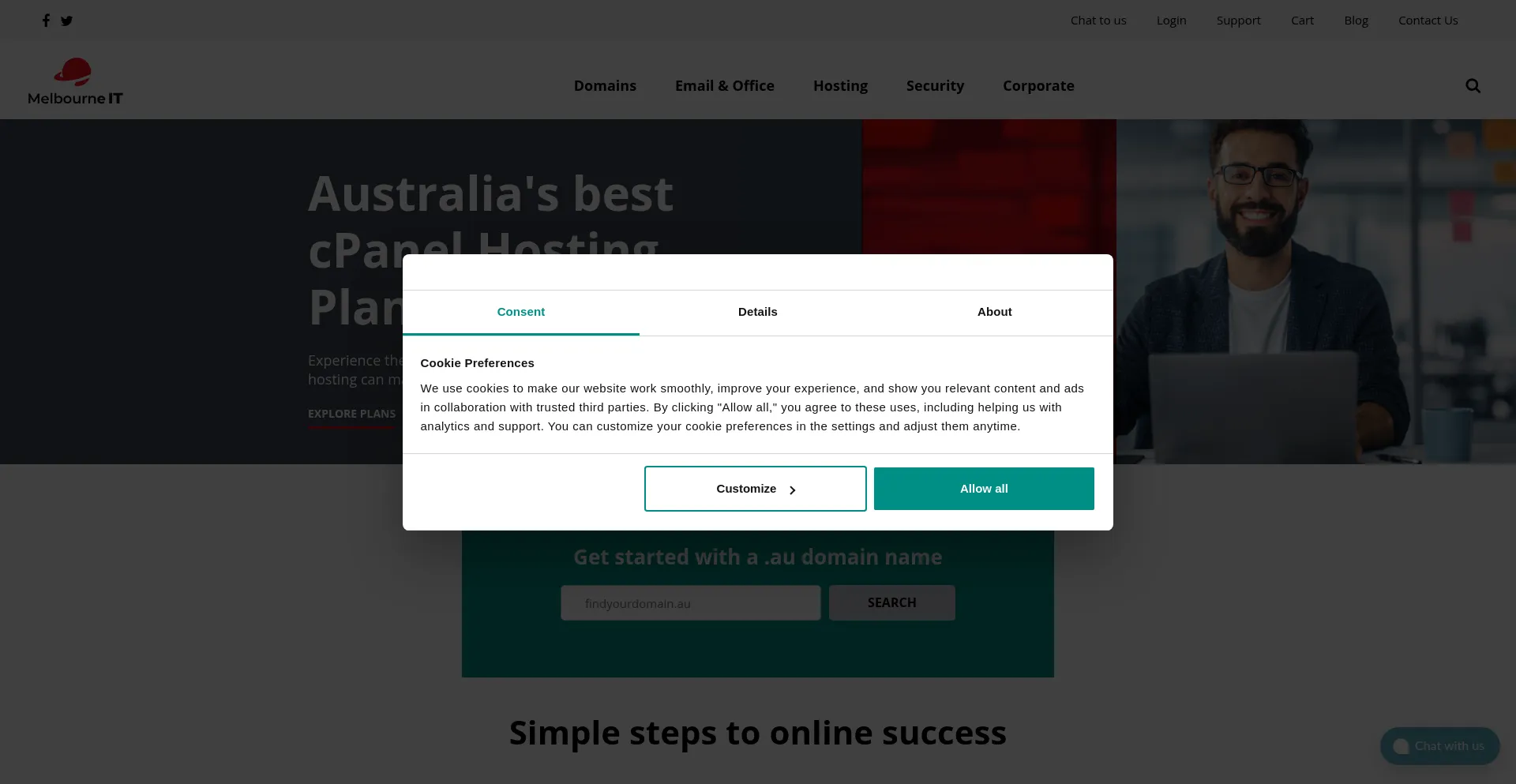 Website screenshot of Melbourneit.au