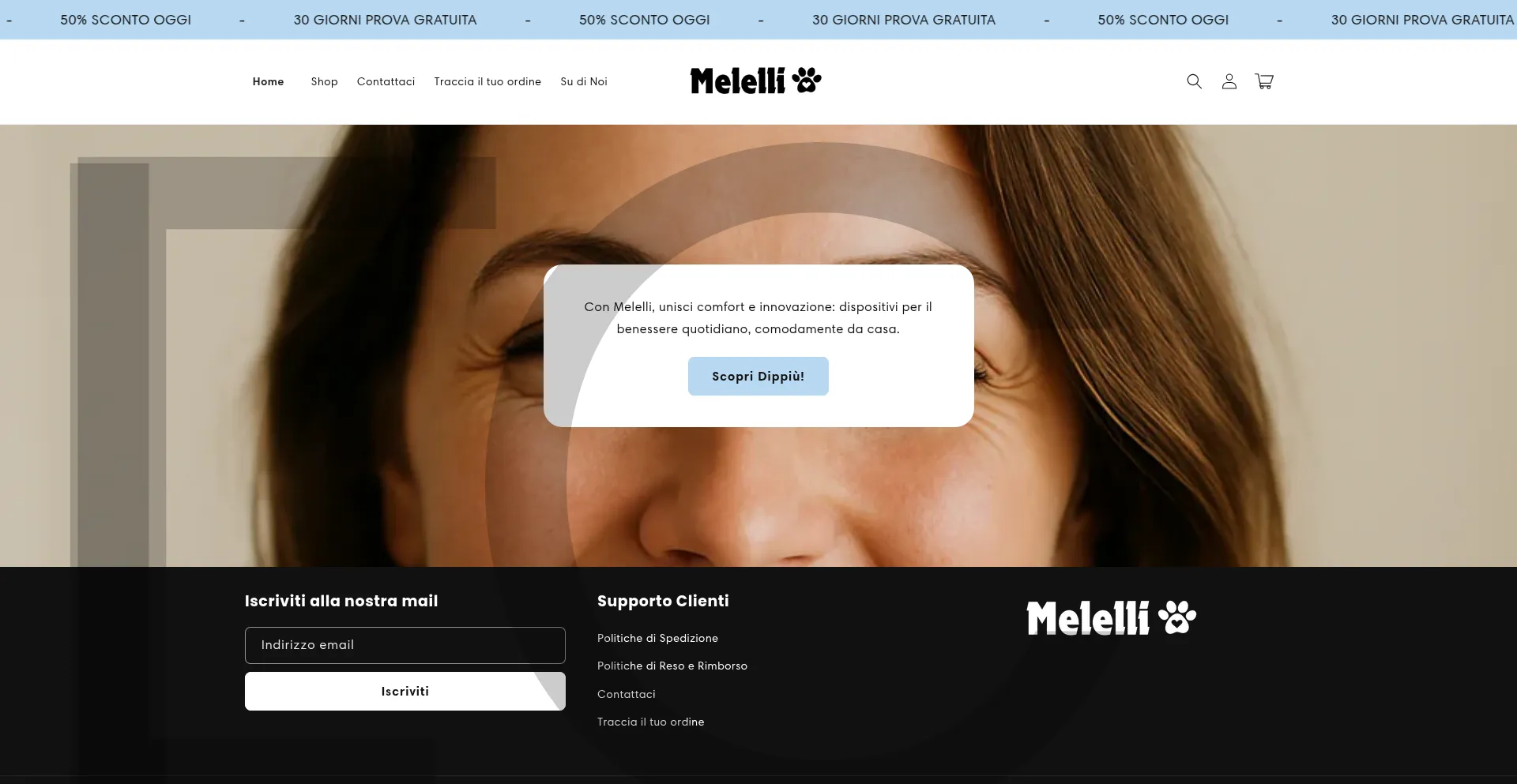 Website screenshot of Melelli.com