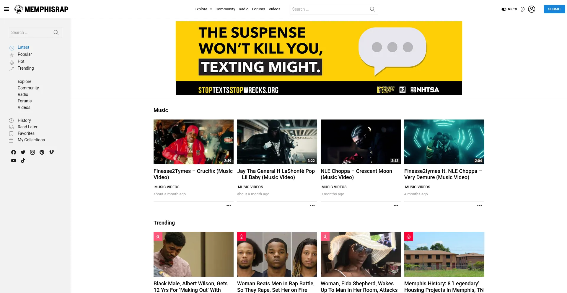 Website screenshot of Memphisrap.com