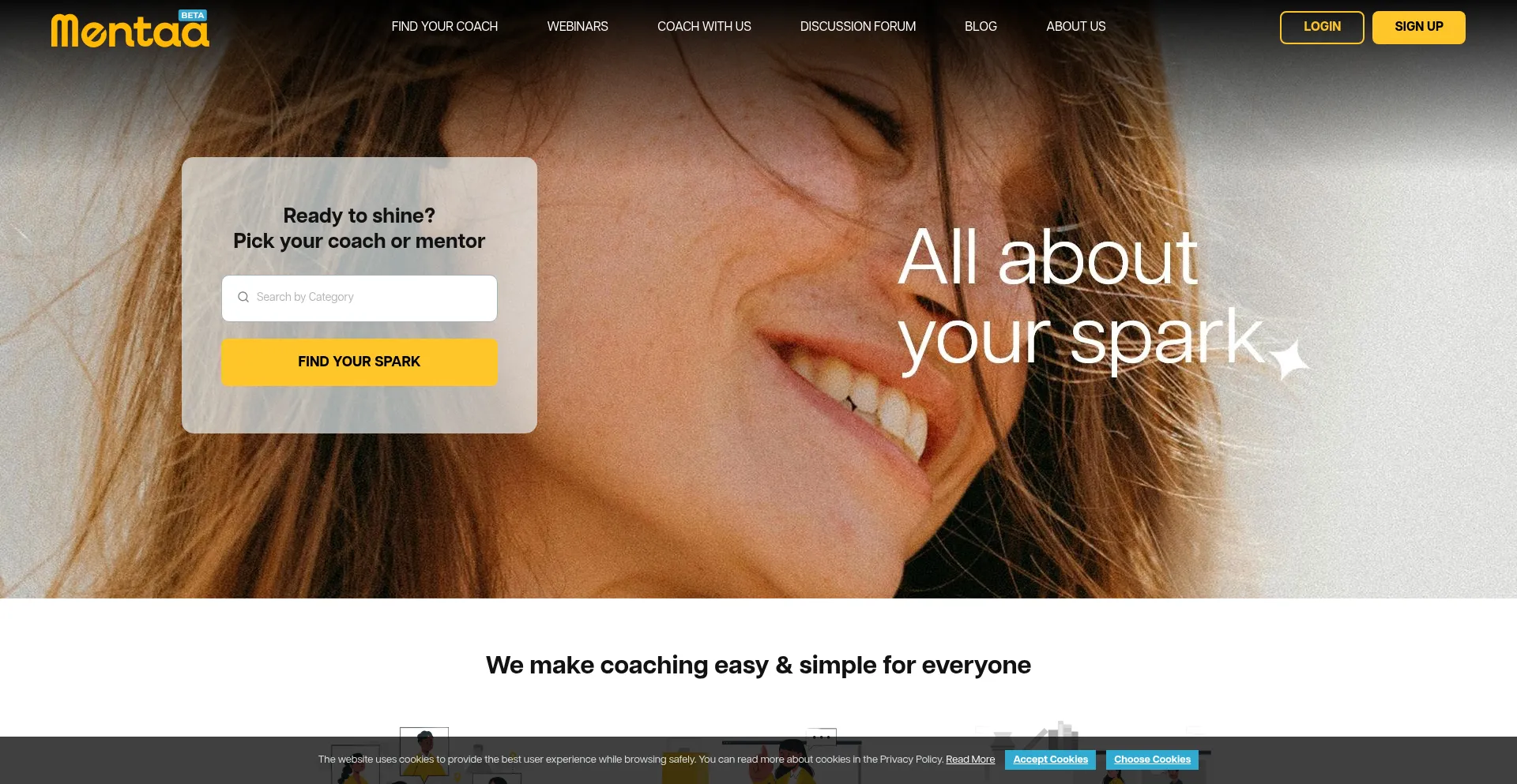 Website screenshot of Mentaa.com