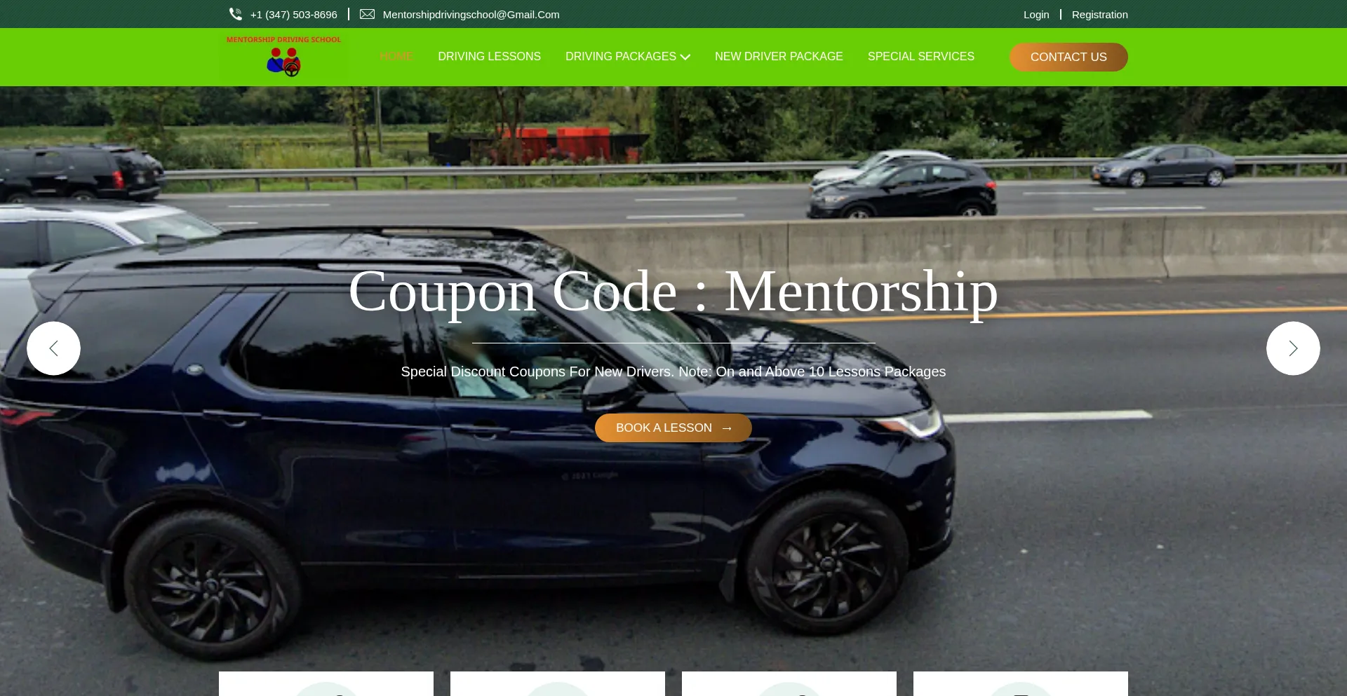 Website screenshot of Mentorshipdrivingschool.com