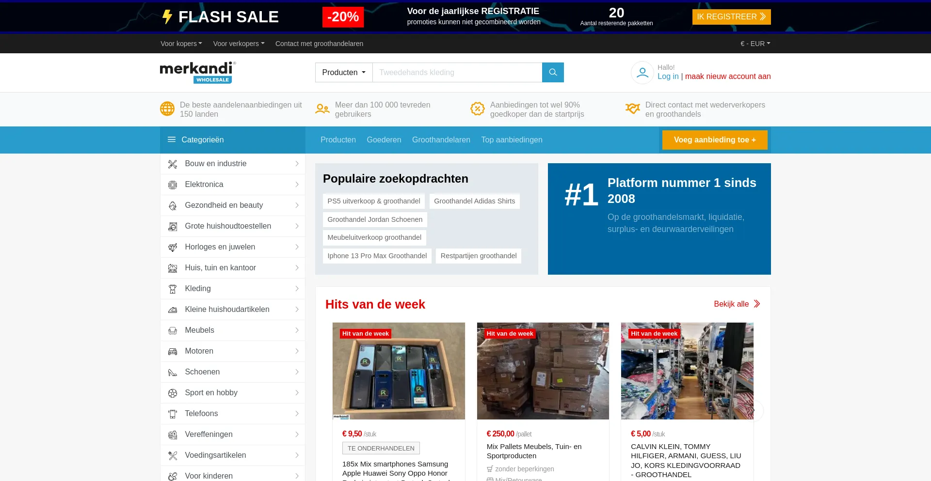 Website screenshot of Merkandi.be