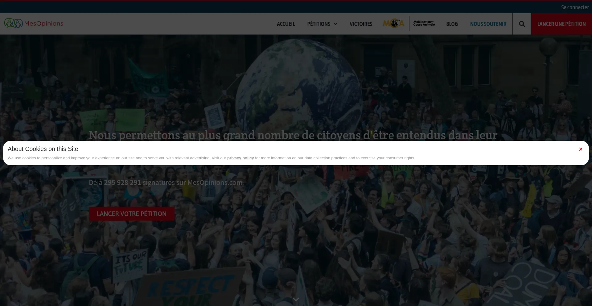 Website screenshot of Mesopinions.com