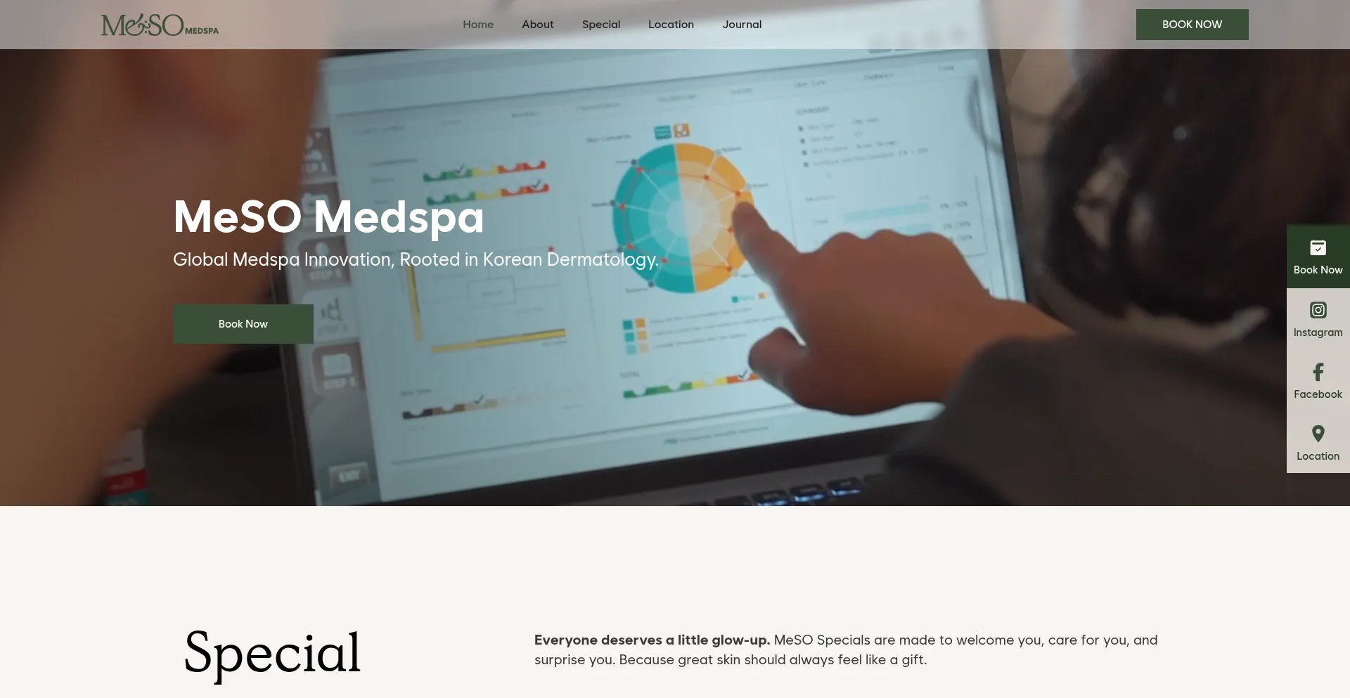 Website screenshot of Mesospa.com