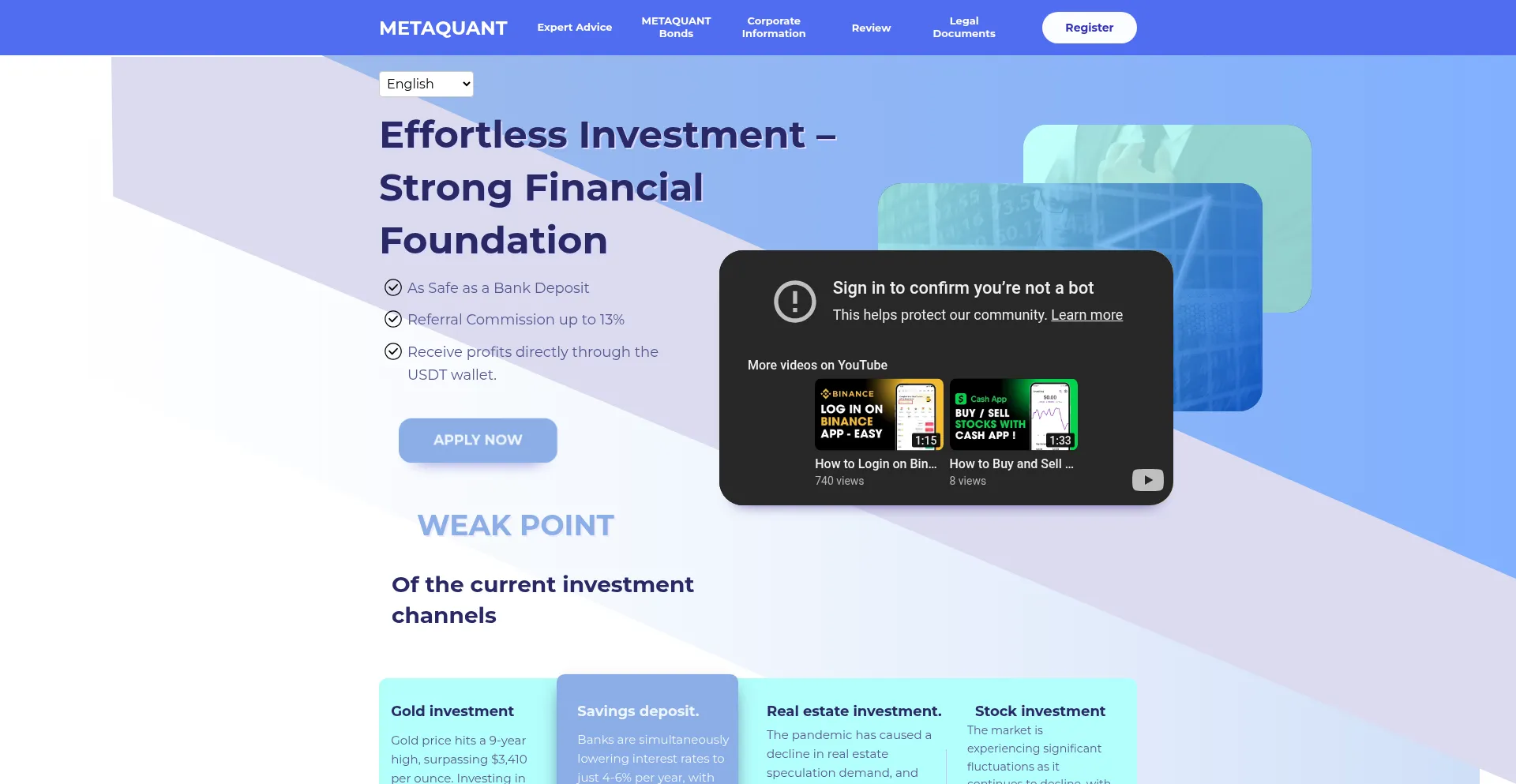 Website screenshot of Metaquant.site