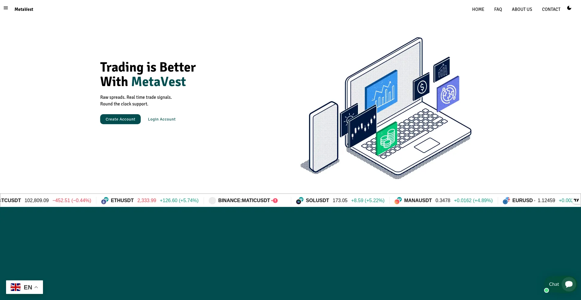 Website screenshot of Metavests.live