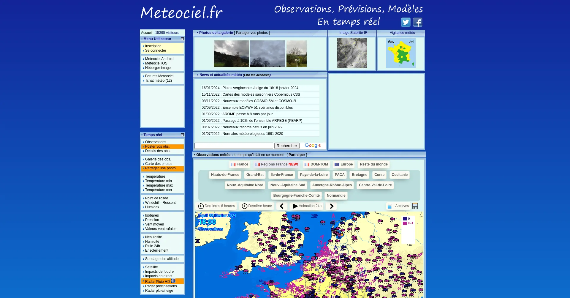 Website screenshot of Meteociel.fr