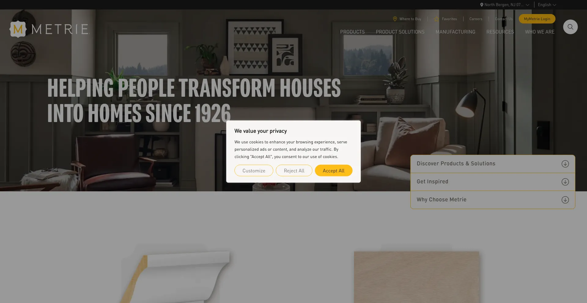 Website screenshot of Metrie.com