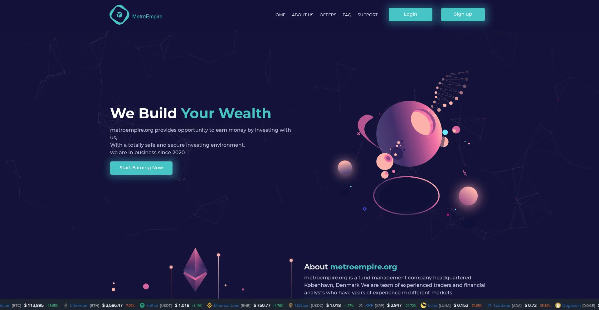Website screenshot of Metroempire.org