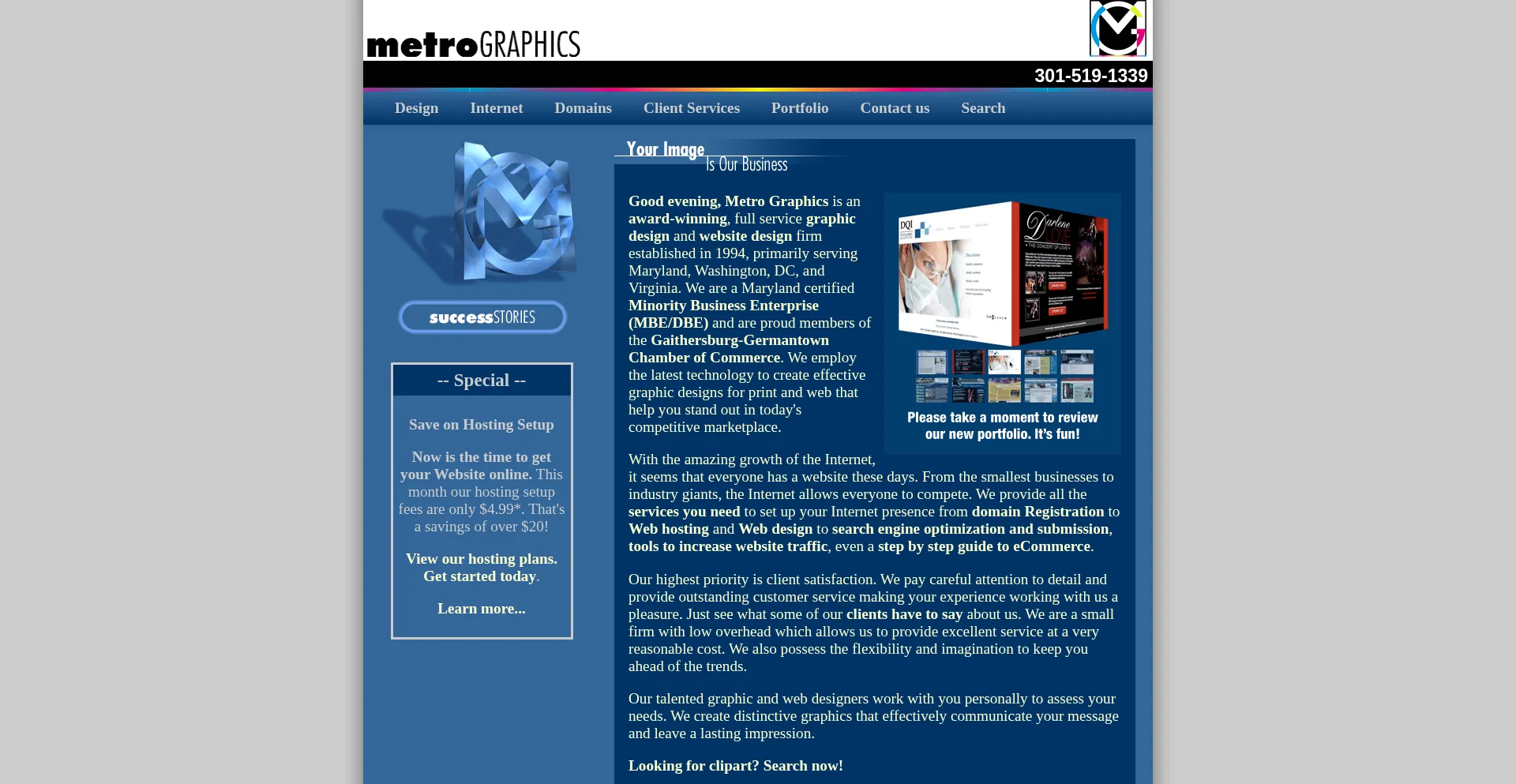 Website screenshot of Metrographics.com