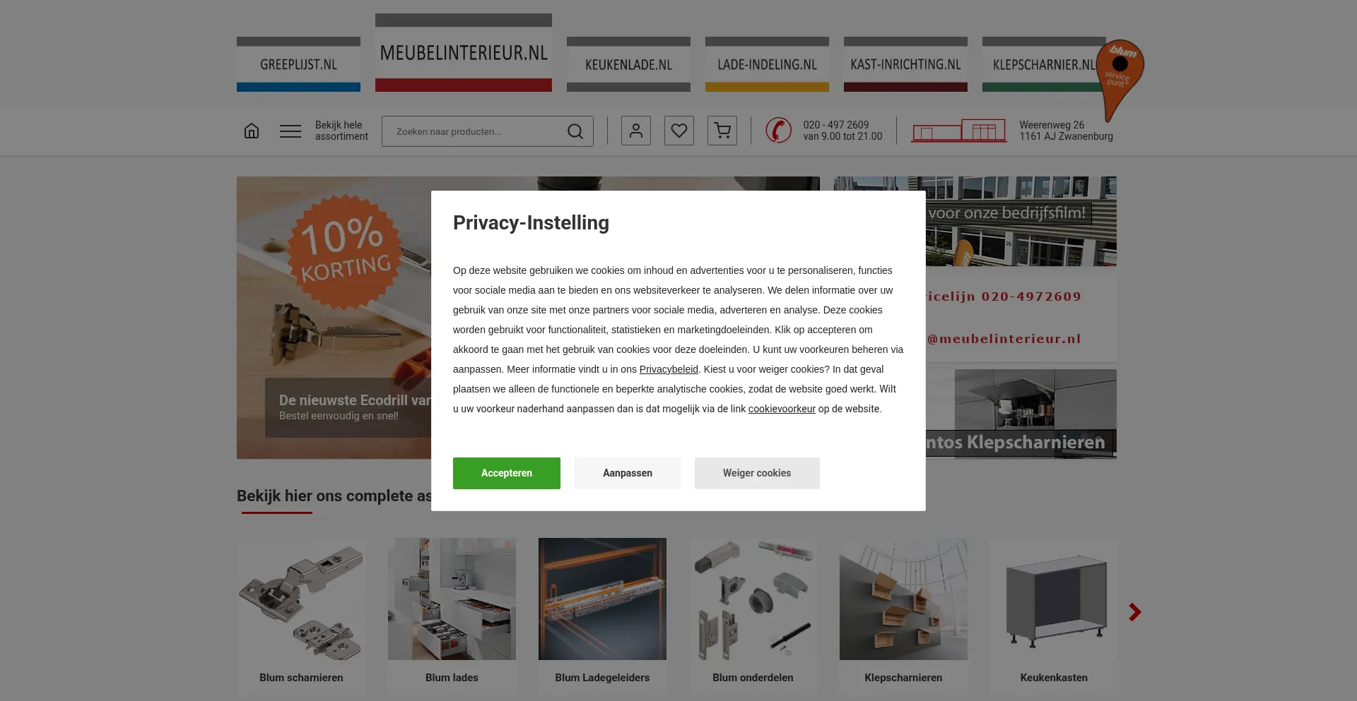 Website screenshot of Meubelinterieur.nl