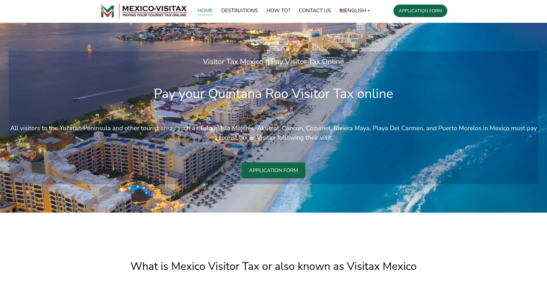 Website screenshot of Mexico-visitax.com