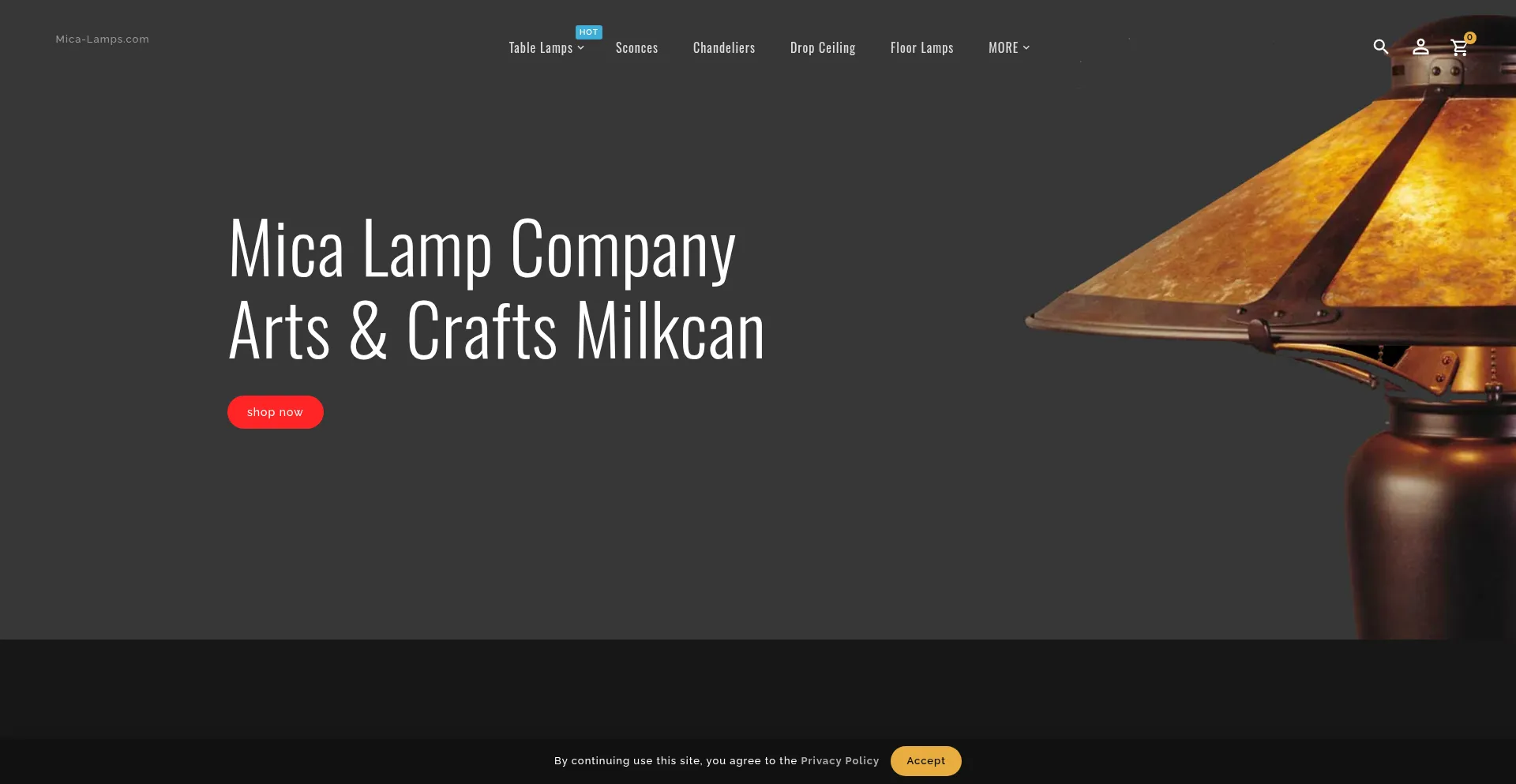 Website screenshot of Mica-lamp.com