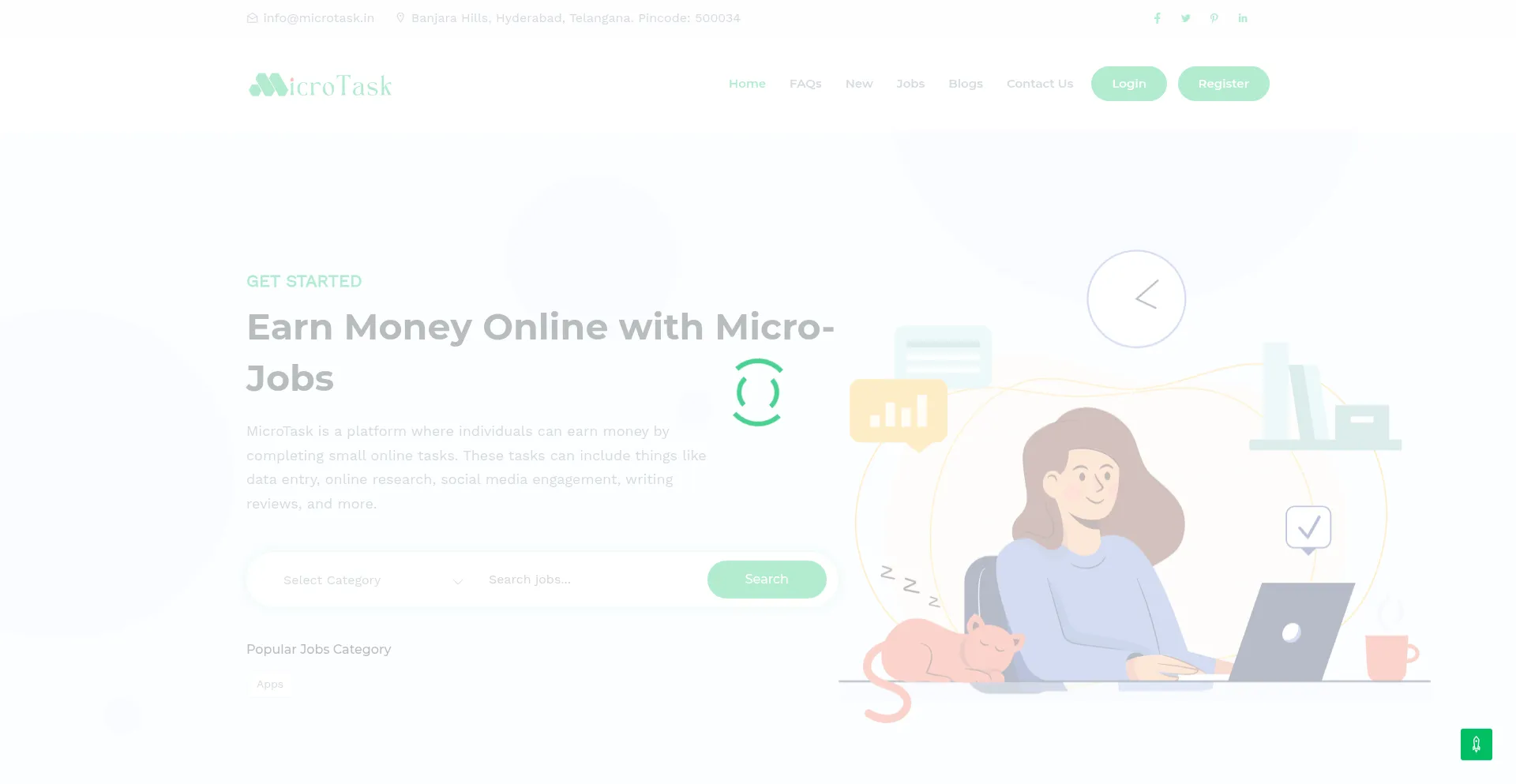 Website screenshot of Microtask.in