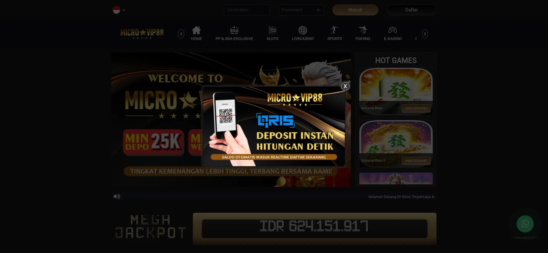 Website screenshot of Microvip88.pro